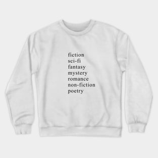 Book Genres Crewneck Sweatshirt